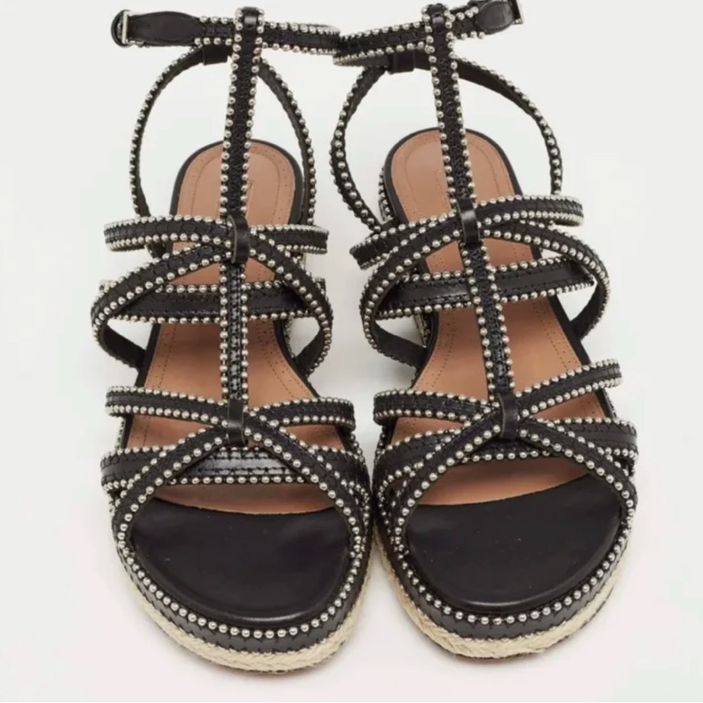 ALAÏA Black Strappy Sandals with Studded Detail